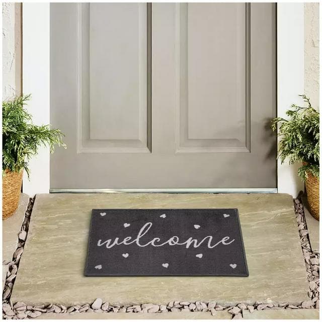 Sainsbury's Home Ditsy Heart Washable Cut Pile Doormat - 57x40cm - gallery image 1