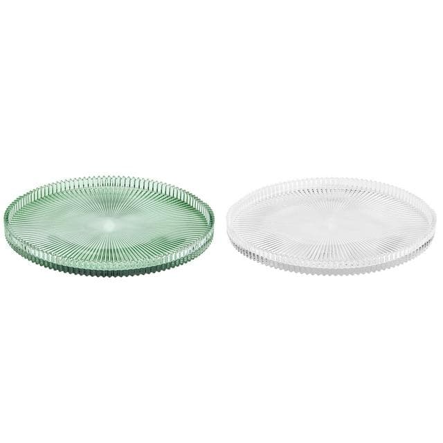 Habitat Pack of 2 Pillar Pressed Glass Candle Plate Assortment - 25cm - gallery image 1
