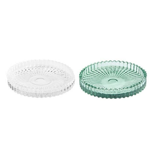 Habitat Pack of 2 Pillar Pressed Glass Candle Plate Assortment - 10cm - gallery image 1