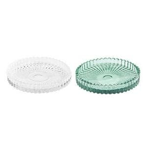 Habitat Pack of 2 Pillar Pressed Glass Candle Plate Assortment - 10cm