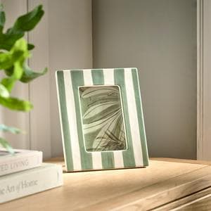 Habitat Ceramic Stripe Photo Frame Green - 4x6