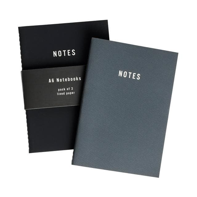 Sainsbury's Home Pack of 2 A6 Black Notebooks - gallery image 1