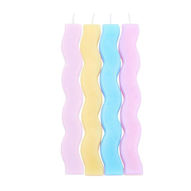 Sainsbury's Home Pack of 4 Wavy Pastel Colour Candles - gallery image 1