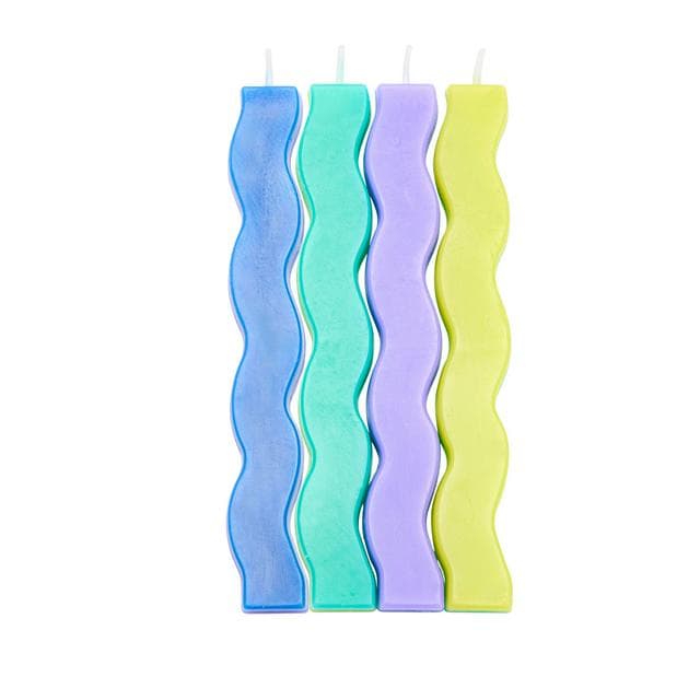 Sainsbury's Home Pack of 4 Wavy Candles - gallery image 1