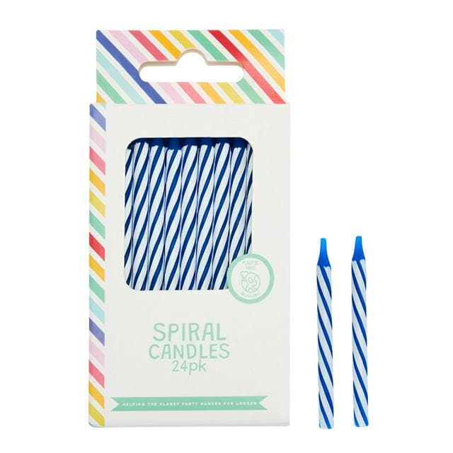 Sainsbury's Home Pack of 24 Blue Spiral Candles - gallery image 1