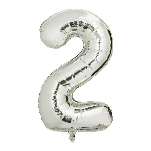 Sainsbury's Home 34" Silver Foil Number Birthday Balloon Age 2 - gallery image 1