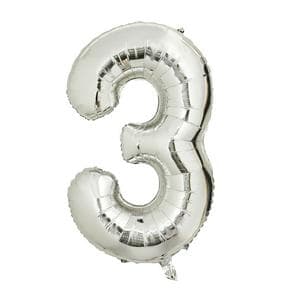 Sainsbury's Home 34" Silver Foil Number Birthday Balloon Age 3