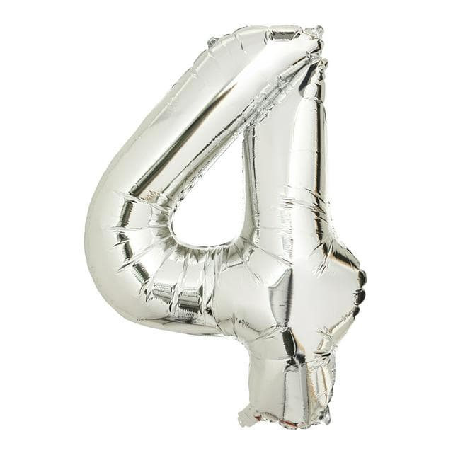 Sainsbury's Home 34" Silver Foil Number Birthday Balloon Age 4 - gallery image 1