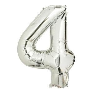 Sainsbury's Home 34" Silver Foil Number Birthday Balloon Age 4