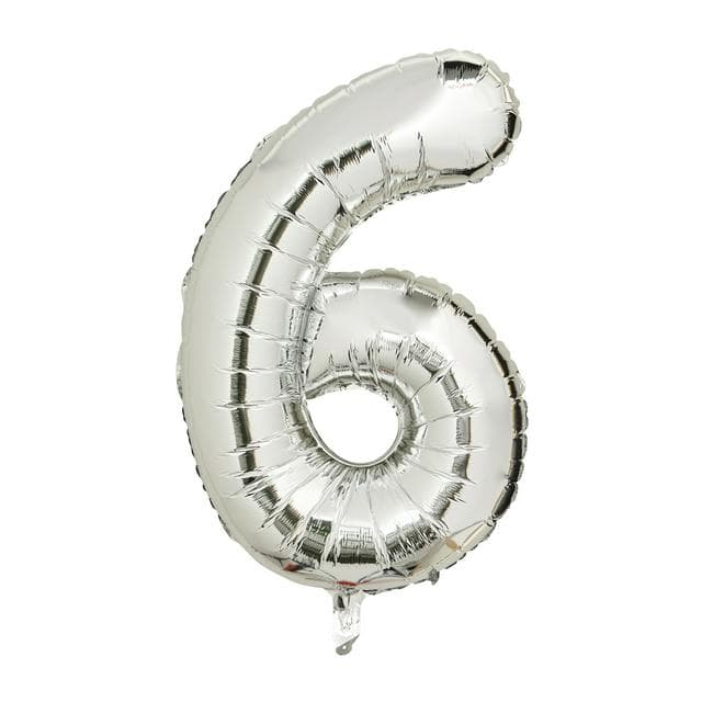 Sainsbury's Home 34" Silver Foil Number Birthday Balloon Age 6 - gallery image 1