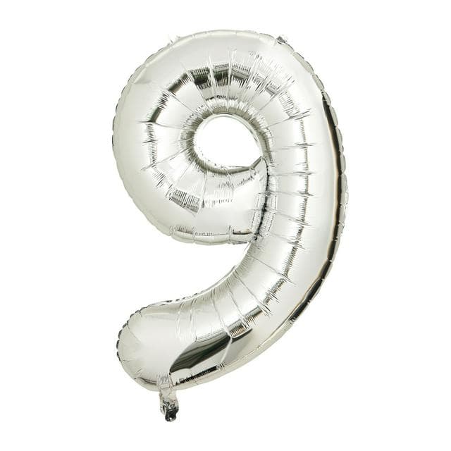 Sainsbury's Home 34" Silver Foil Number Birthday Balloon Age 9 - gallery image 1