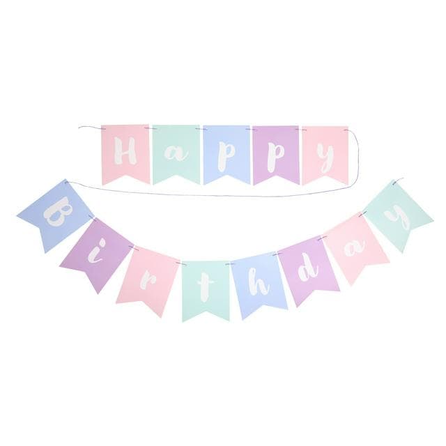 Sainsbury's Home Mixed Pastel Happy Birthday Cardboard Bunting - gallery image 1