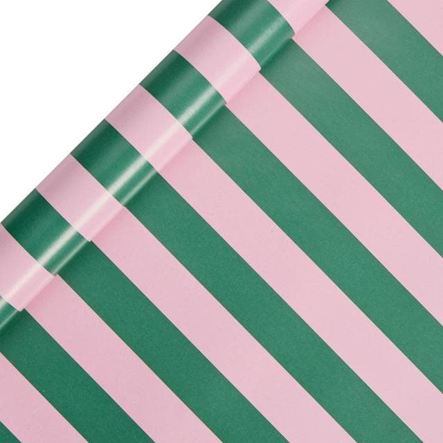 Sainsbury's Home 3m Green & Pink Stripe Roll Wrap - gallery image 1