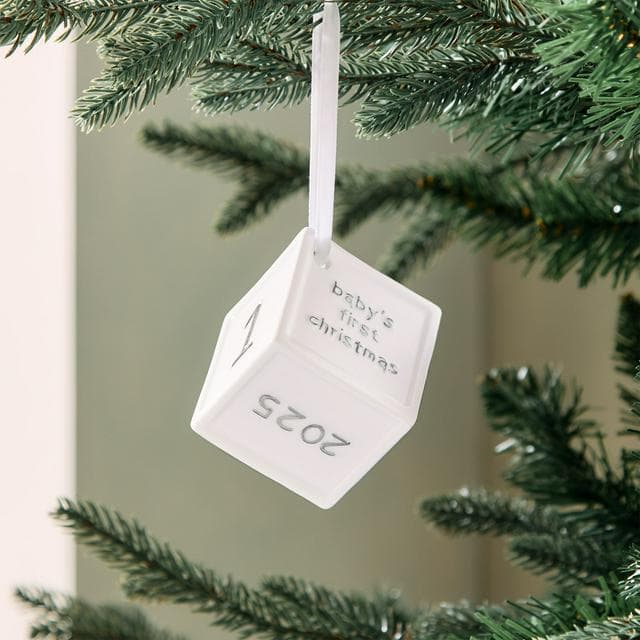 Sainsbury's Home Single Babies First Christmas Cube Bauble - gallery image 1