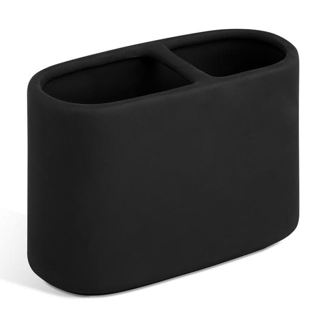 Habitat Stoneware Large Soft Touch Toothbrush Holder - Black - gallery image 1