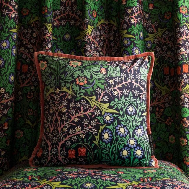 Habitat x Morris & Co. Blackthorn Cushion - Green - 43x43cm - gallery image 1
