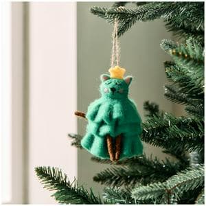 Habitat Single Felt Cat Christmas Tree Decoration