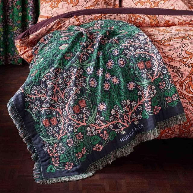 Habitat x Morris & Co. Blackthorn Throw - Green - 125x150cm - gallery image 1