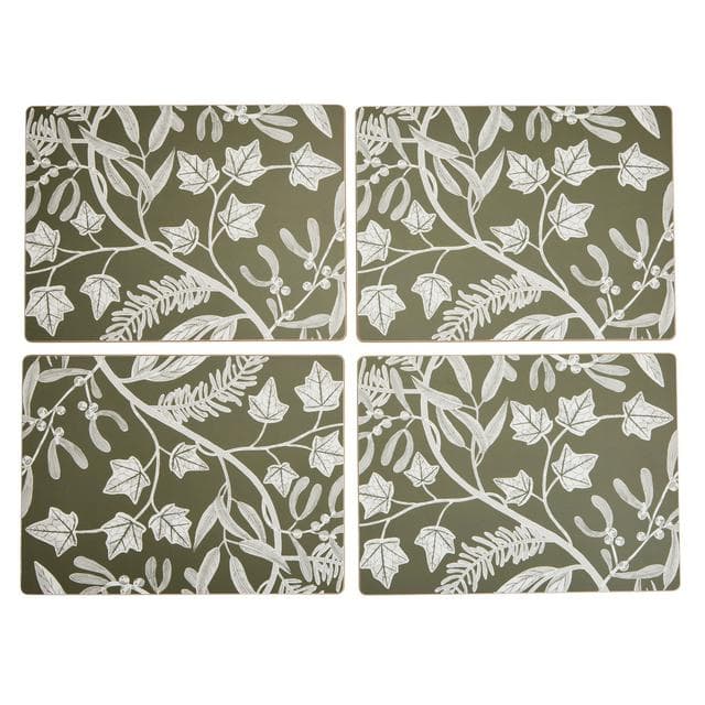 Habitat Pack of 4 Floral Corkback Placemats - Green - gallery image 1