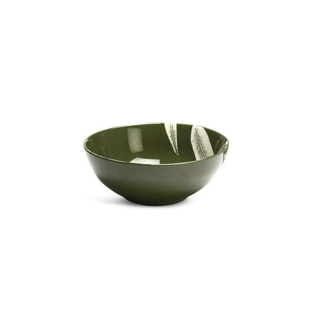 Habitat Stoneware Floral Cereal Bowl - Green - gallery image 1