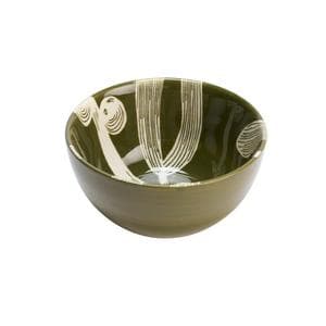 Habitat Floral Stoneware Nibble Bowl - Green