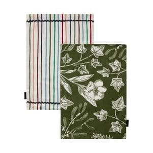 Habitat Pack of 2 Green Floral and Stripe Reversible Placemats