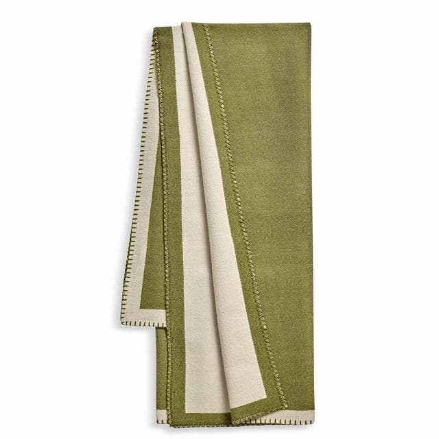 Habitat Blanket Stitch Throw - Green - 125x150 - gallery image 1