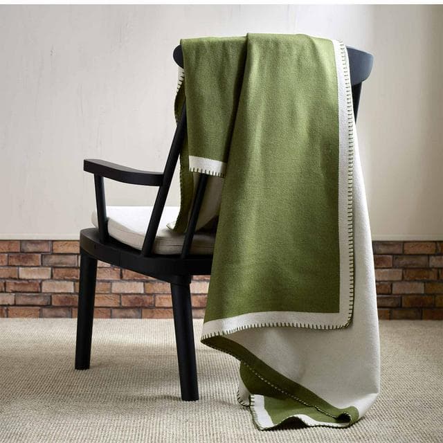 Habitat Blanket Stitch Throw - Green - 125x150 - gallery image 2