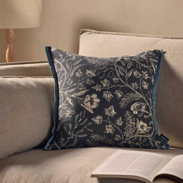 Habitat Mono Printed Winter Floral Cushion - 43x43 - gallery image 2