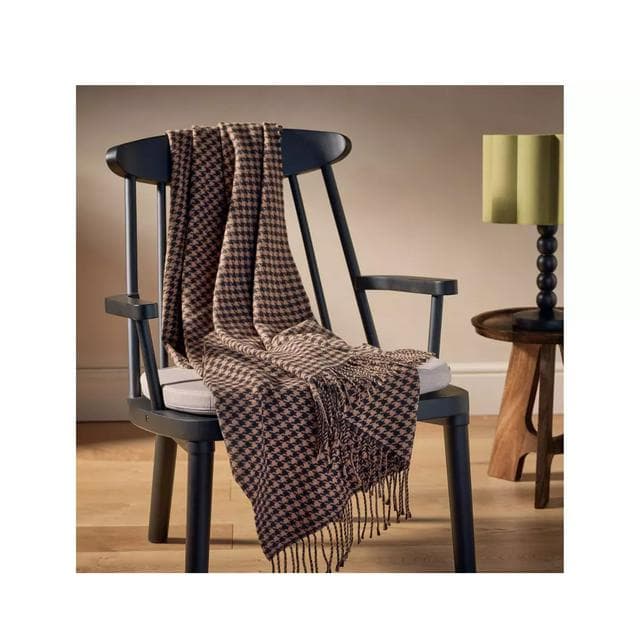 Habitat Houndstooth Throw - Brown & Black - 125x150 - gallery image 1
