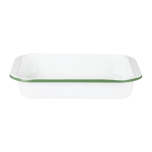 Sainsbury's Home 29cm Enamel Carbon Steel Roaster - White & Green - gallery image 1