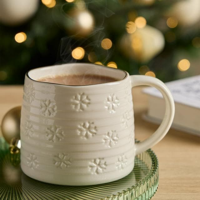 Sainsbury's Home Snowflake Mug - Beige - gallery image 1