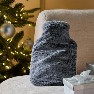 Habitat 1L Hot Water Bottle with Grey Faux Fur Cover