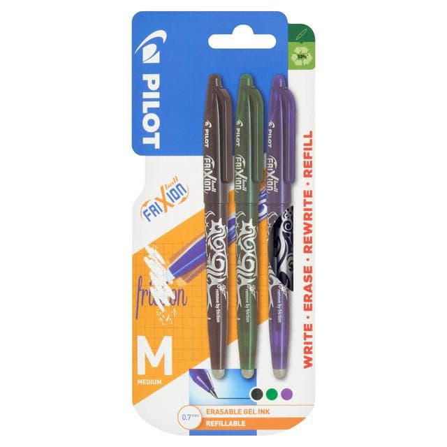 Pilot Pack of 3 FriXion School Colours Ball Pen - gallery image 1