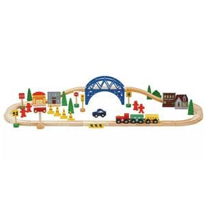Chad Valley Wooden Train Set - 60 Pieces