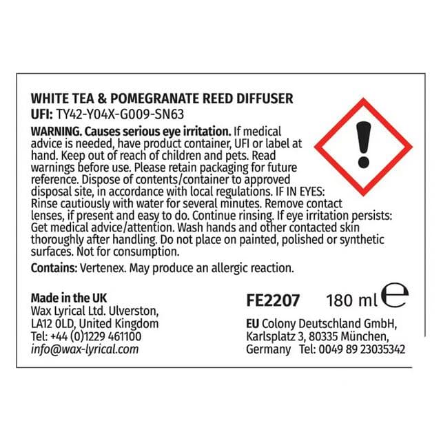 Wax Lyrical 180ml Fired Earth Diffuser - White Tea & Pomegranate - gallery image 4