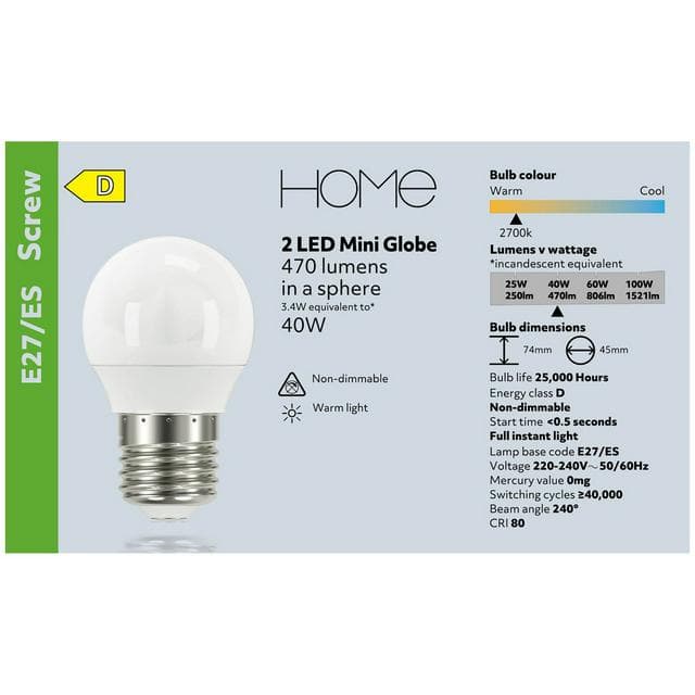 Home Led Mini Globe 40w Es 2 Pack - gallery image 4