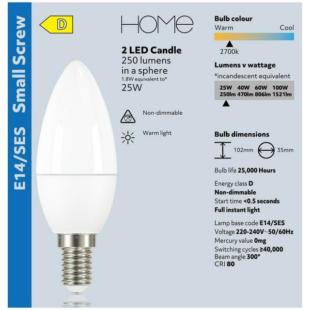 New Home Led Frosted Candle 25w Ses 2 Pack - gallery image 4