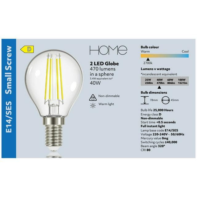 New Home Led Filament Globe 40w Ses 2 Pack - gallery image 4