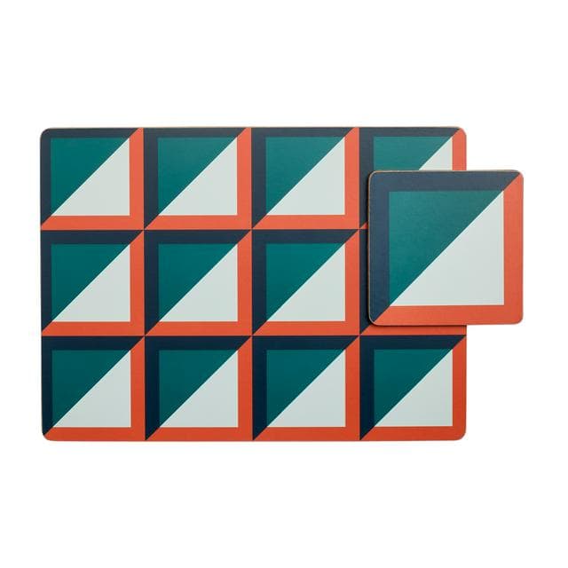 Habitat Pack of 4 Geo Cube Printed Corkback Placemats - gallery image 1