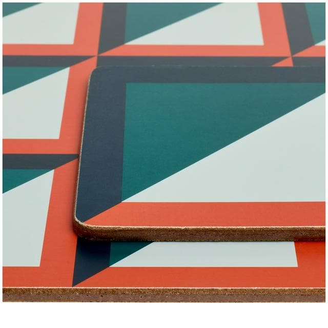Habitat Pack of 4 Geo Cube Printed Corkback Placemats - gallery image 2