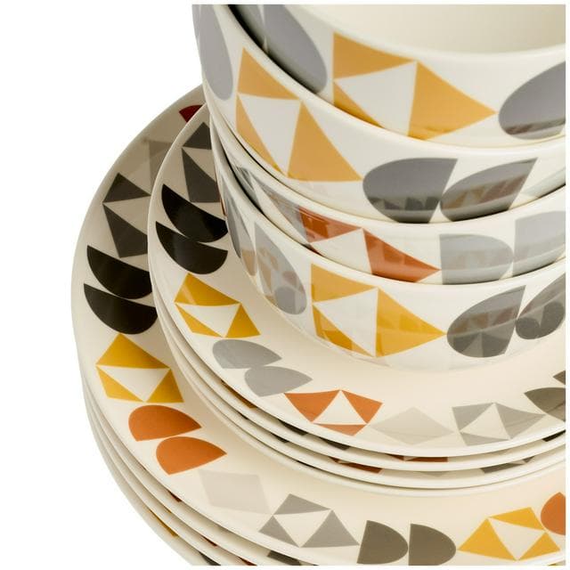 Sainsbury's Home Pack of 12 Geo Decal Dinner Set - gallery image 3