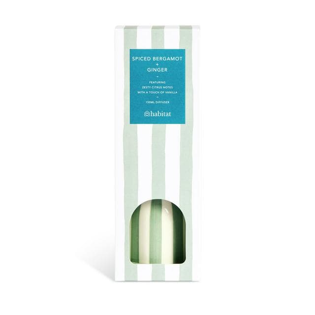 Habitat Stripe Bergamot & Ginger Ceramic Large Diffuser - Green - gallery image 2