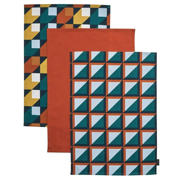 Habitat Pack of 3 Geo Cube Tea Towels - gallery image 1