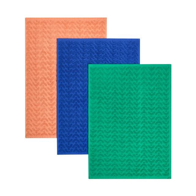 Habitat Pack of 3 Wiggle Colour Block Terry Tea Towel - gallery image 1