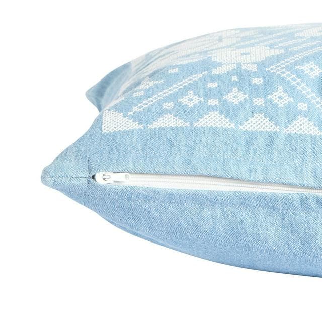 Habitat Folk Floral Stitch Denim Cushion - 43x43 - gallery image 3