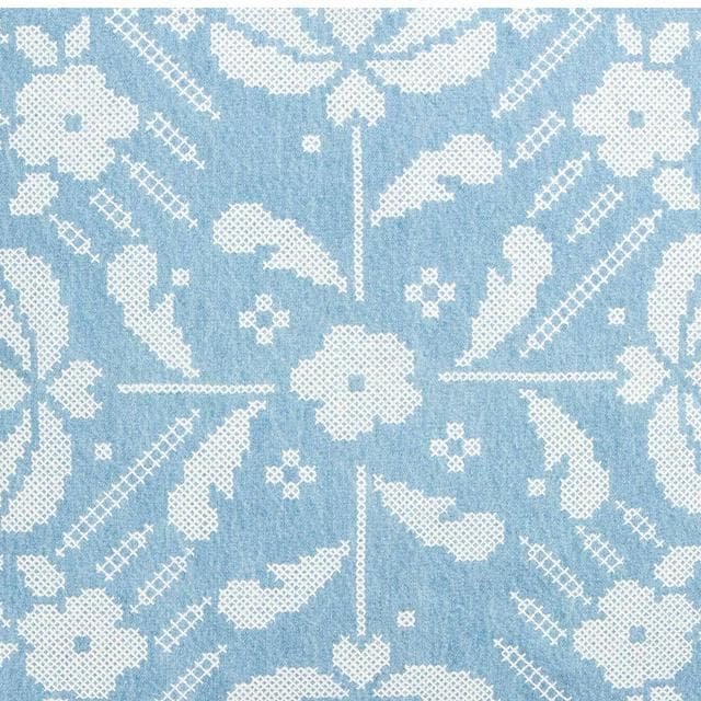 Habitat Folk Floral Stitch Denim Cushion - 43x43 - gallery image 4