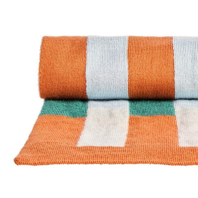 Habitat Mid Century Knitted Throw - Blue & Rust - 125x150 - gallery image 4