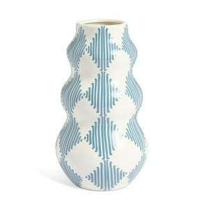 Habitat Harlequin Ceramic Wiggle Vase - Blue