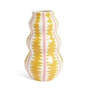 Habitat Pink & Yellow Stripe Ceramic Wiggle Vase